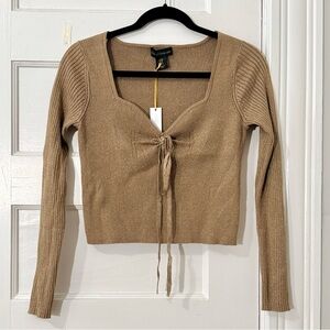 NWT House of Harlow 1960 Taupe Metallic Sweater, M